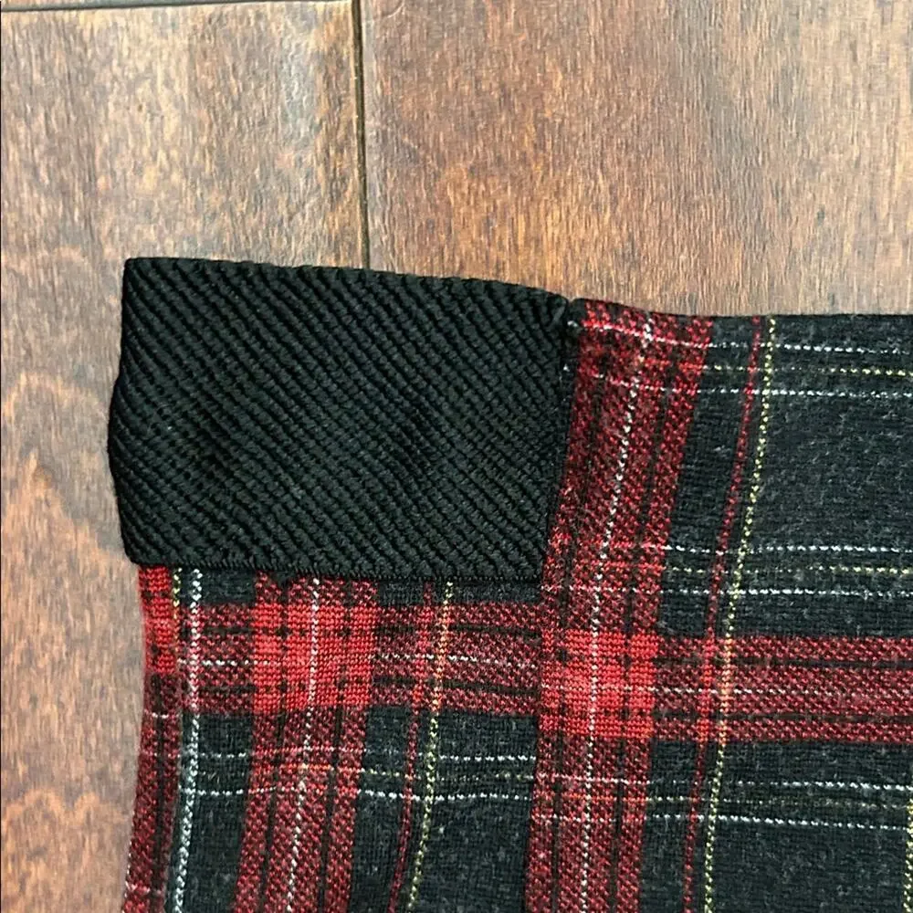 Zara Kids Red and Black Plaid Leggings, Size 11/12